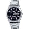 Casio MTP-V006D-1C Orologio da polso da uomo, in acciaio inossidabile, display 24 ore, quadrante nero, giorno e data, 3 lancette, orologio analogico, nero, casual MTP-V006D-1CUDF