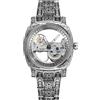BOLYTE Orologio meccanico automatico da uomo, scheletro, cassa quadrata con incisioni vintage, movimento ponte a vista, lancette luminose, cinturino in acciaio inox e chiusura deployante