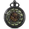 Carrie Hughes Orologio da taschino da uomo, motivo ragnatela nera, stile steampunk, con catena in scatola, CHPW4, CHPW4, retrò, moda, casual, business, steampunk
