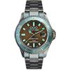 OOO - Out of Order Out of Order TURQUOISE AND BROWN CASA Acciaio Swiss Quarzo Turchese Marrone Datario Vintage Orologio Uomo