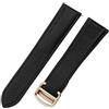 ROUHO Cinghia Vera Pelle Sgancio Rapido, Bracciale Regolabile Orologio per Cartier Tank Solo WSTA0029 WSTA0030-Nero + Oro Rosa Fibbia 22mm