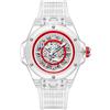 DAXIAOYU Orologio da Uomo Fashion Hollow Skeleton Automatico Meccanico con Cassa Trasparente Unico, Impermeabile, Cinturino in Silicone, Orologio da Polso Sportivo, bianco e rosso., Sportivo