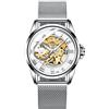 FORSINING Orologi automatici da uomo scheletro meccanico impermeabile numeri romani orologio da polso quadrante di lusso per uomo impermeabile luminoso, Argento, Bracciale