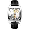 Ourui Orologi Da Polso,Orologio Da Uomo D'Affari Di Moda Orologio Meccanico Automatico Completamente Vuoto Creativo, Cassa In Argento Con Cintura Nera