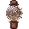 DAXIAOYU Orologio da polso da uomo, casual, analogico, al quarzo, cinturino in pelle, 22 mm, impermeabile, cronografo con fasi lunari