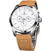 DAXIAOYU Orologio da polso meccanico da uomo, automatico, militare, con cinturino in vera pelle, analogico, visualizzazione della data, casual, luminoso, bianco
