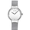 Haonb Orologi Da Polso Moda Coppia Orologio Cinturino In Maglia Semplice Orologio Al Quarzo Automatico Impermeabile, Cassa D'Argento Da Donna Quadrante Bianco