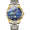 FORSINING Orologio da uomo Moon Phase Starry Sky Big Dial, analogico, in acciaio inox, 20 mm, alla moda, business, da uomo, argento/oro
