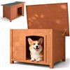 BAKAJI Cuccia per Animali Domestici in Legno di Cipresso, Casetta per Cani e Gatti con Tetto Apribile, Casa da Esterno ed Interno Resistente Alle Intemperie con Tettoia Asfaltata, 85 x 58 x 58 cm