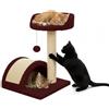 Avilia Tiragraffi per Gatti 50 cm - Albero Tiragraffi con Piattaforma Imbottita, Pallina Pendente e Sisal Naturale, Trespolo per Gatti Compatto Salvaspazio, Giochi Gatto 3 in 1, Protezione Divano