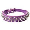 Haoyueer Collare per cani con borchie PU in pelle morbida, con rivetti a fungo, regolabile per cuccioli e gatti (M, Viola)