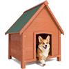 BAKAJI Cuccia per Animali Domestici in Legno di Cipresso, Casetta per Cani e Gatti con Tetto Spiovente Apribile, Casa da Esterno ed Interno Resistente Alle Intemperie con Tettoia Asfaltata, 85 x 65cm