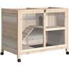 PawHut Conigliera in Legno a 2 Livelli Casetta 91.5x53.3x73cm Color Legno