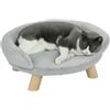 PawHut Divanetto Rialzato per Cani e Gatti con Rivestimento in Peluche, Divano per Cani Mini, Cuccia per Gatti e Aminali Domestici Sfoderabile con Schienale, 47x40x20 cm, Grigio