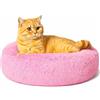 Seougee Lettino Calmante a Forma di Ciambella per Gatti, Cuccia Morbida e Soffice in Velluto per Cani, Cuccia per Animali Lavabile con Fondo Antiscivolo, Nido per Dormire al Chiuso per Gattini e
