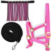 Pferdelinis Cavezza per cavalli con maglia di guida e frange di mosche, cavezza con maglia - Cavezza Pony Shetty Cob Full Kb (purosangue (Cob), nero rosa + nero + rosa)