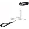 QiKKago Cuoio Nero con Corda di Trazione Collana Collare per Animali Domestici con Catena di Cuoio Decorativo, Migliorare Il Fascino Personale-K7