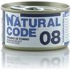 Generico Natural Code Umido Gatto Adult gusto TRANCI di TONNO, Numero 08, alimento completo in SFILACCETTI per gatti adulti di tutte le taglie, altamente digeribile | 12 scatolette da 85 grammi l'una.