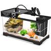 GOZILLA Kit Acquario per Tartarughe (Acquario+Lampada+Filtro), Kit di Avviamento Acquario per Tartarughe PC Aggiornato con Lampada e Filtro Regolabili, Habitat Rifugio per Rettili con Coperchio per