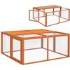 PawHut Conigliera Pieghevole per 2-3 Roditori con Ingressi Multipli, Gabbia per Conigli in Legno e Acciaio, 110x105x50 cm, Arancione