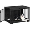 Hzuaneri 100 cm Gabbia per Cani, Nero con Tavolo Supplemento | Nicchia Moderna per Cani, Gabbia per Cuccioli, Casetta per Animali, 2 porte, DFC02304B