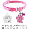 Uiopa Collare Gatto Personalizzato + Medaglietta Cane Personalizzata con Incisione, Collare Cane Taglia Piccola con Campanelli, Regolabile 19-32 cm Collarino per Gattino e Gatti (Rosa)