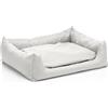 Juelle Lettino per cani in finta pelle, cuccia per cani di grossa taglia, cuscino per cani soffice, cuccia a forma di divano Rex S-XXL (100 x 80 cm, bianco)