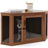 COSTWAY Gabbia per Cani ad Angolo con Porta a Rete e Cuscino | Casetta per Cani Angolare con Maniglia e Chiavistello, Mobile Kennel da Interno per Stanze e Appartamenti Piccoli