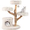 COSTWAY Albero per Gatti, Tiragraffi per Gattini in Legno Alta 102 cm con Condominio, 2 Piattaforme a Forma di Fiore, Trespolo e Palo per Grattarsi in Juta, Mobile da Arrampicata per Interno
