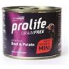 Generico Prolife Umido Cane Adult Mini Sensitive Grainfree 200gr, alimento completo senza cereali per cani Adulti di taglia piccola, gusto MANZO e PATATE | 6 scatolette da 200 grammi l'una