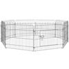 PawHut Recinto per Gatti Cani Cuccioli Gabbia perAnimali in Acciaio Φ158 x 61cm Nero