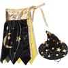 Parliky Costume Halloween Gatto Manto e Cappello da Mago Nero con Stelle Dorate Outfit Cosplay per Gatti e Piccoli Animali Comfort e Facile da Indossare per Feste