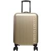 Armani Exchange Valigia da viaggio con ruote, design a coste, colore champagne, 4 ruote girevoli