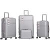 PROVITERA Set 4 Valigie Rigide in ABS con Beauty Case, Valigia con Manico Telescopico e Ruote Easy Roll, Trolley con Lucchetto e Serratura a Codice, Bagaglio a Mano Design Moderno (Silver)