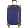 NPLE Valigia da Stiva M 68 x 46 x 31 cm Navy e Giallo, Trolley Medio in Nylon Premium Espandibile, 4 Ruote Doppie 360°, Chiusura a Combinazione, Interno 230D Organizzato