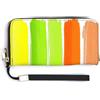 Jubonexis Pochette in pelle PU con cinque strisce verticali giallo fluo verde portafoglio lungo, portamonete porta carte di credito, resistente porta carte di credito per donne e uomini