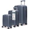 4FLY Set Trolley Da Viaggio Rigidi Leggeri 3 Pezzi (M/L/XL) - Set Valigie Con Serratura TSA, 4 Ruote Doppie Spinner E Manico Telescopico In Alluminio, Set Bagagli Con Cabina E Stiva