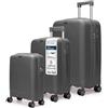 4FLY Set Trolley Da Viaggio Rigidi Leggeri 3 Pezzi (M/L/XL) - Set Valigie Con Serratura TSA, 4 Ruote Doppie Spinner E Manico Telescopico In Alluminio, Set Bagagli Con Cabina E Stiva