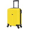 R.Leone Valigia da 1 Fino a Set 4 Trolley Rigido grande, medio, bagaglio a mano e bagaglio EasyJet 45X36X20cm 4 ruote in ABS 9002 (Giallo, XS Bagaglio EasyJet)