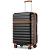 KONO Valigia Bagaglio a Mano Trolley Media Valige Rigida Medio Viaggio ABS+PC Hardshell Leggero con 4 Ruote e TSA Lucchetto, Nero/Marrone