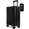 TOKYOTO Valigia in Alluminio Bagaglio Cabina Trolley a Mano Rigida 55x35x20 cm BLACK KYOTO con USB