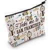 WZMPA Borsa da viaggio per trucchi San Francisco souvenir regalo Take Me To San Francisco Zipper Pouch Bag San Francisco Skyline regalo, Prendi San Francisco, Vestibilità