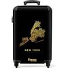 NoBoringSuitcases.com® Valigia Trolley Bagaglio a mano Valigia piccola con 4 ruote - New York - Mappa della città - Mappa - Oro - Planimetria - Bagaglio a bordo