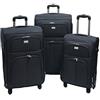 G.Kaos Trolley valigia set valigie semirigide set bagagli in tessuto super leggeri 4 ruote piroettanti trolley piccolo adatto per cabina con compagnie lowcost art.214 (Nero)