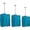 PROVITERA Set 3 Valigie Morbide Resistenti, Bagaglio a Mano con Rivestimento Morbido e Maniglia Telescopica, Valigia Trolley Resistente da Viaggio Morbida con Ruote Coveri Viale Morin (Azzurro)