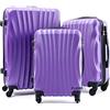 R.Leone Valigia da 1 pezzo Fino a Set 4 Trolley Rigido grande, medio, bagaglio a mano e beauty case 4 ruote in ABS 2037 (Viola, Set 3 S M L)