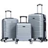 R.Leone Valigia da 1 Fino a Set 4 Trolley Rigido grande, medio, bagaglio a mano 55x40x23 cm Wizz, ITA Airways e bagaglio 45x36x20 cm EasyJet in ABS 8001 (Argento, Set 3 Pezzi S M L)