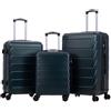R.Leone Valigia da 1 Fino a Set 3 Bagaglio a mano 55x40x20 Ryanair, Medio, Grande Ultra Resistente Trolley rigido leggero 8 ruote in ABS 2220 (Verde Scuro, Set 3 Pezzi S M L)