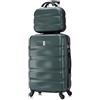 CELIMS - Set Valigie | Valigia Media 20 kg Rigida Verde Scuro + Beauty Case da Viaggio 35cm | Valigia da Stiva 65cm | Trolley Medio 65cm con 4 Ruote | Valigie con Beauty Case