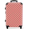 NoBoringSuitcases.com valigia grande 20-23 kg, media, trolley medio, rigida, rigido, da stiva, valigie grandi, bagaglio, leggera, medie rigide, con 4 ruote girevoli, 67 cm - 72 L, Punti su sfondo rosa